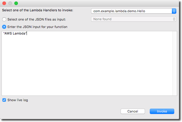 Invoking the AWS Lambda Java Function